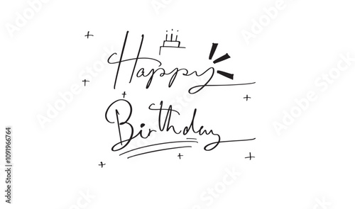 happy birth day cake party font calligraphy script black text color drawing art design funny enjoy event holiday gift greeting event birthday message poster present banner product bright lettering 