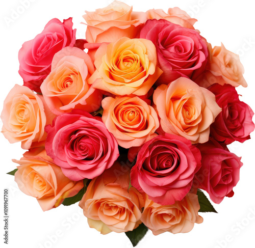 Vibrant bouquet of multicolored roses