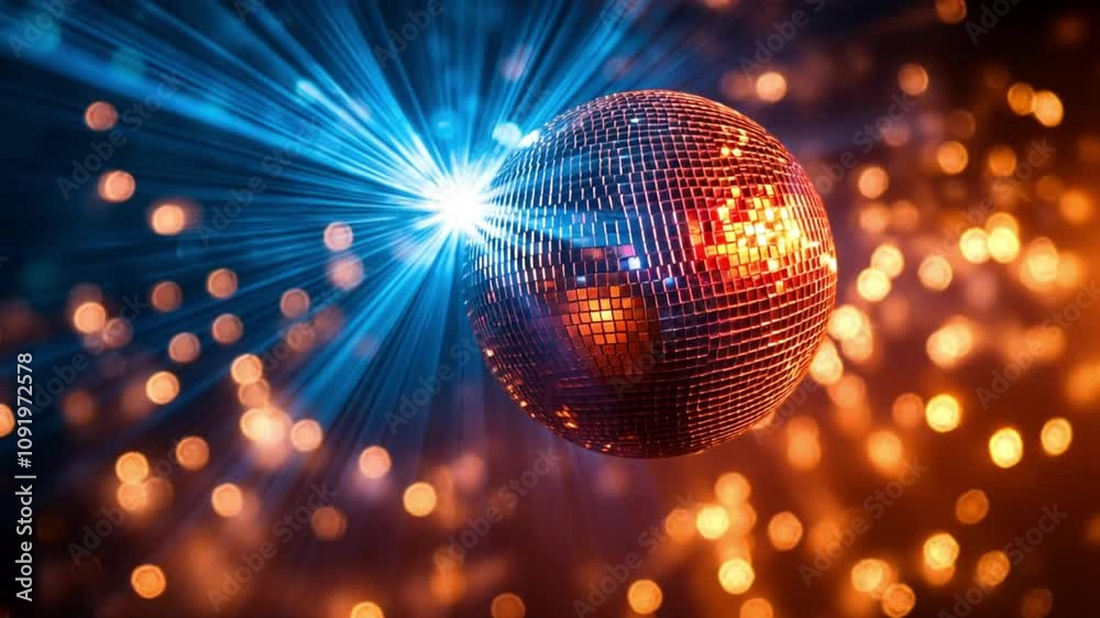 disco mirror ball casting shimmering beams of light across