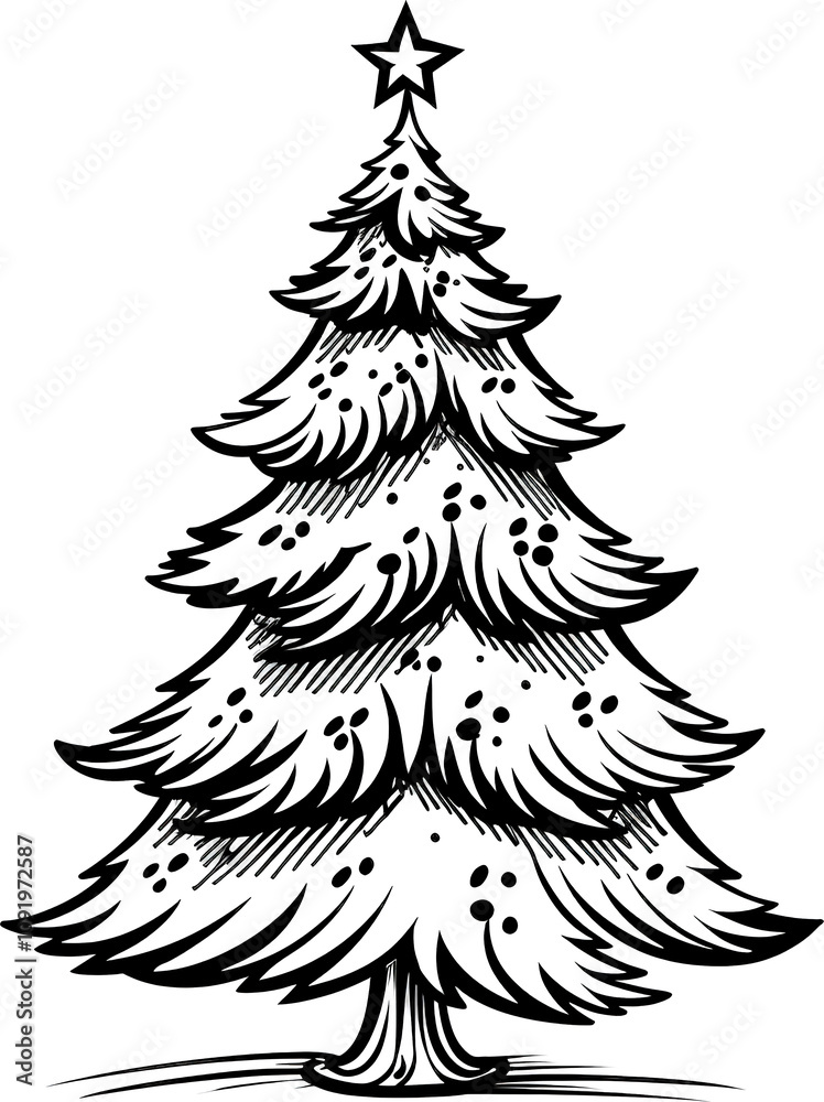 Obraz premium Festive Christmas tree with colorful lights.