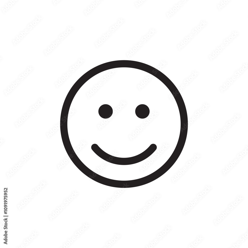simple circle line icon smiley face flat vector simple circle line icon smiley face flat vector