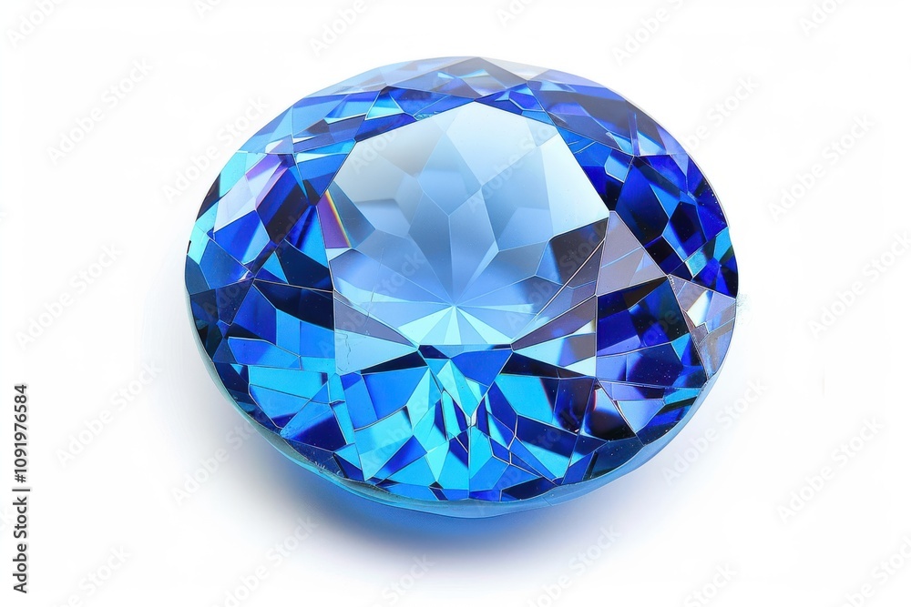 Sparkling blue gem jewel isolated on white high-quality mockup elegant display Sparkling blue gem jewel isolated on white high-quality mockup elegant display