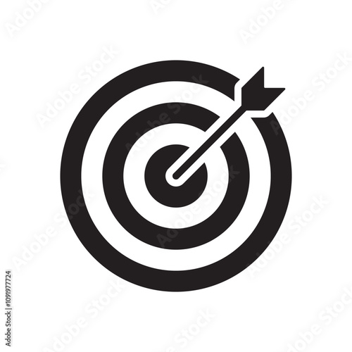 target bullseye with arrow icon flat design vector illustration