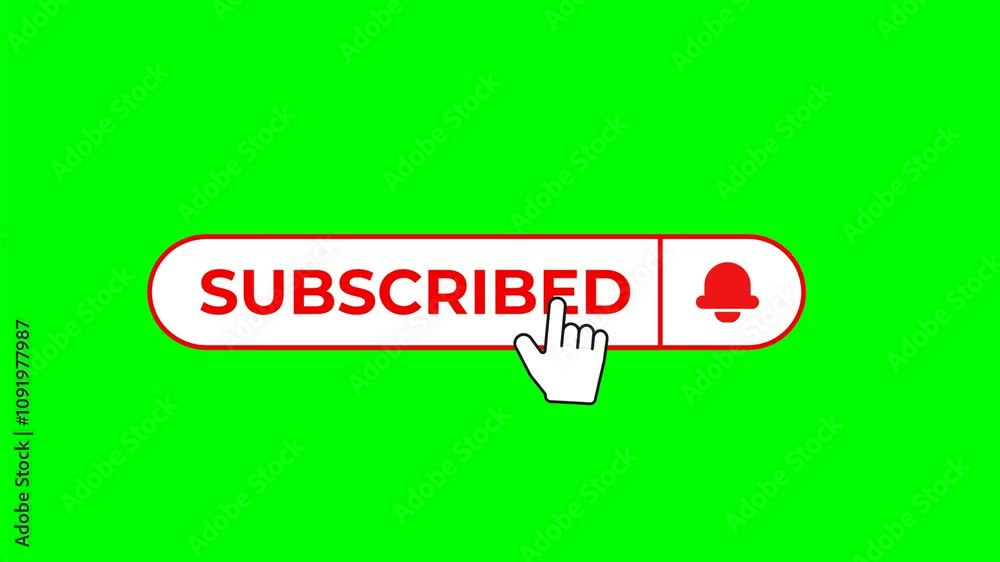 Subscribe button animation. Animted red subscribe, notification button