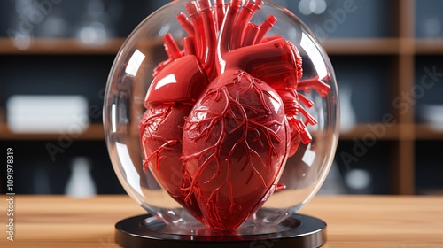 Human heart model with a clear view of the superior vena cava photo