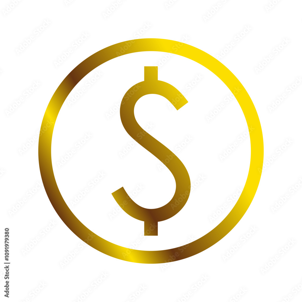 Obraz premium line circle icon symbol dollar gold flat vector