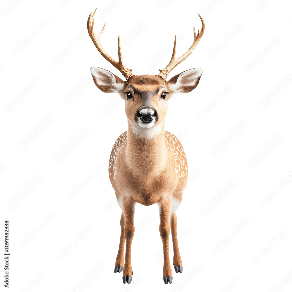 Fototapeta premium Rudolph the reindeer isolated on white background animal photography studio front view wildlife