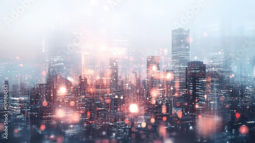 Wallpaper Mural A Nighttime Cityscape With Blurry Lights and Overlapping Buildings Torontodigital.ca