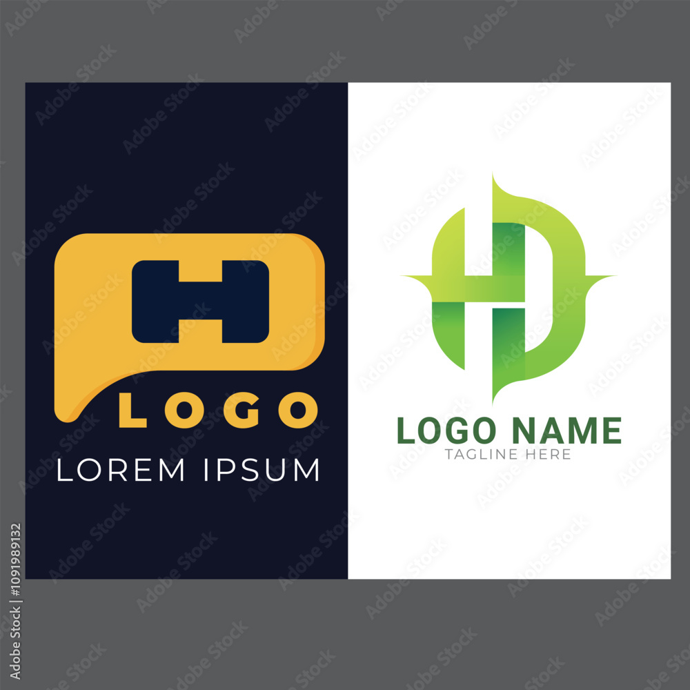 Obraz premium H alphabet letter Corporate business company marketing logo design elegant and badge design collection vector logo