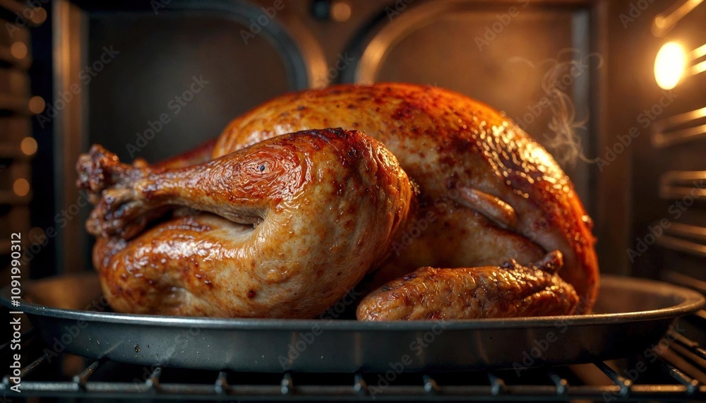 Fototapeta premium Roasting Turkey in Oven