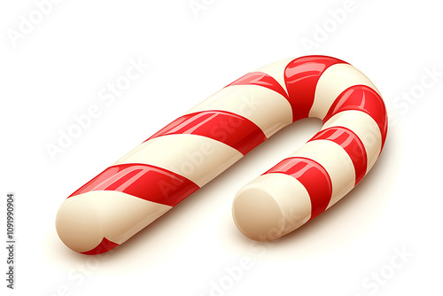 A red and white striped candy cane, often associated with holiday celebrations.