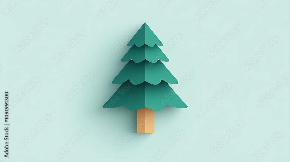 Fototapeta premium Simple Paper Craft Evergreen Tree Design