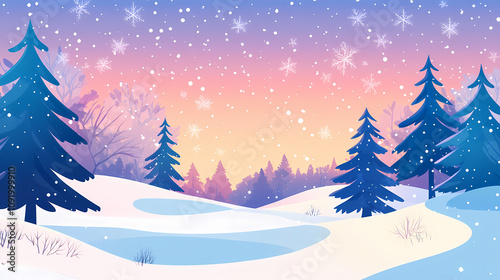 Vector magical aurora borealis over a snowy landscape. anime clean style. background design. Celestial Aurora Borealis. Illustration