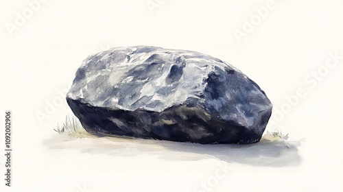  Set of a high detailed watercolor element of boulder made with AI vector illustration. photo