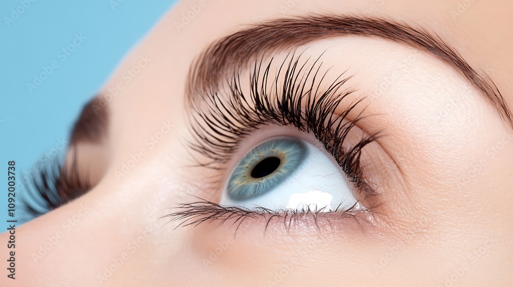 Naklejka premium Beauty close-up captivating eye detail studio setting macro photography soft background visual appeal