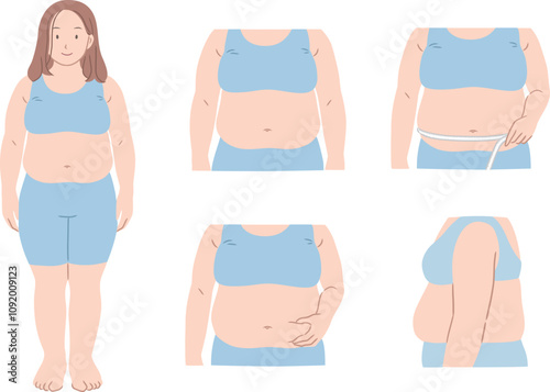 太った女性のイラスト素材