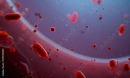 Microscopic View of Bacteria in Red Blood Cells photo