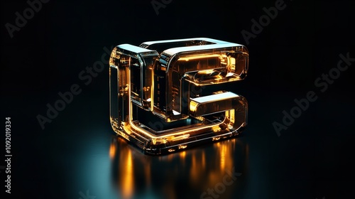 3D rendered photos of latest silver and golden alphabet logo design business identity for digital C photo