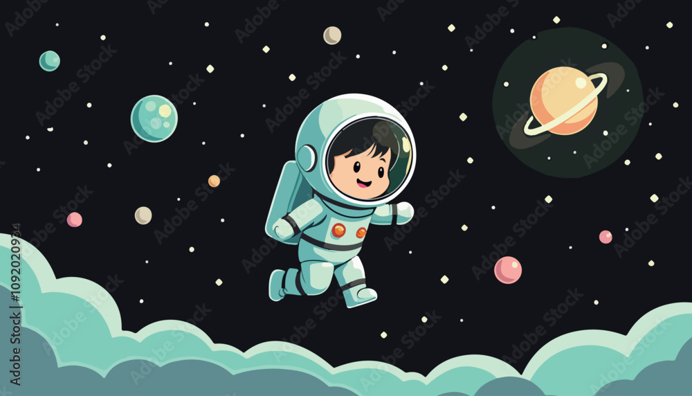 Fototapeta premium Astronaut Floating in Space