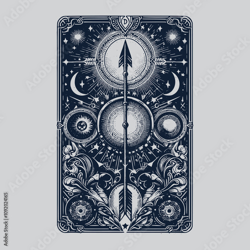 sagitarius tarot card tattoo with cosmic vibes