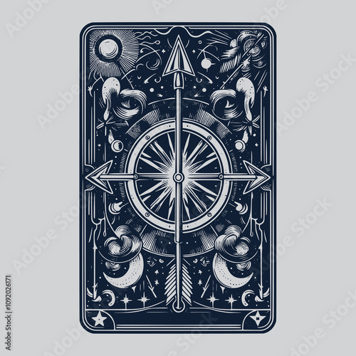 sagitarius zodiak ouija tattoo with minimal design