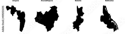 Photos Ampara, Anuradhapura, Badulla, Batticaloa outline maps