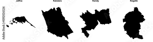 Jaffna, Kalutara, Kandy, Kegalle outline maps