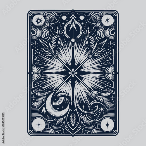 sagitarius ouija tarot playing card in gothic style