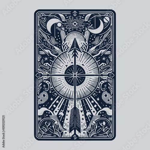 hand-drawn sagitarius ouija tarot tattoo design
