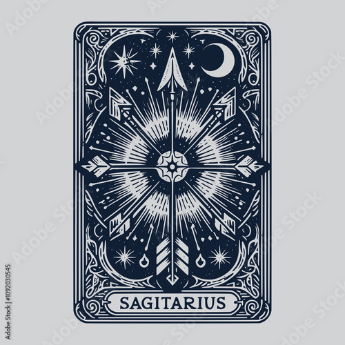 dark sagitarius zodiak tarot playing card design