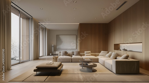 Designing a Cozy and Sleek Living Room with Minimalist Interior and Modern Furniture in Ultra-Realistic Detail Using Generative AI
