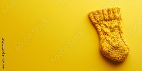 A close-up shot of a cozy chunky knit sock on the right side, set against a golden panoramic background.