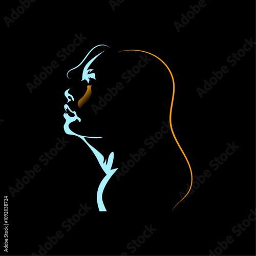 ILLUSTRATION 250 ABSTRACT VECTOR ART OF A LONG HAIRED GIRL IN SIDE VIEW