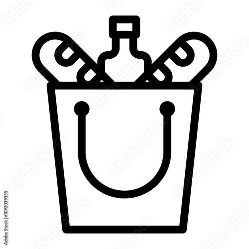 Grocery Bag icon in outline Style. Line art
