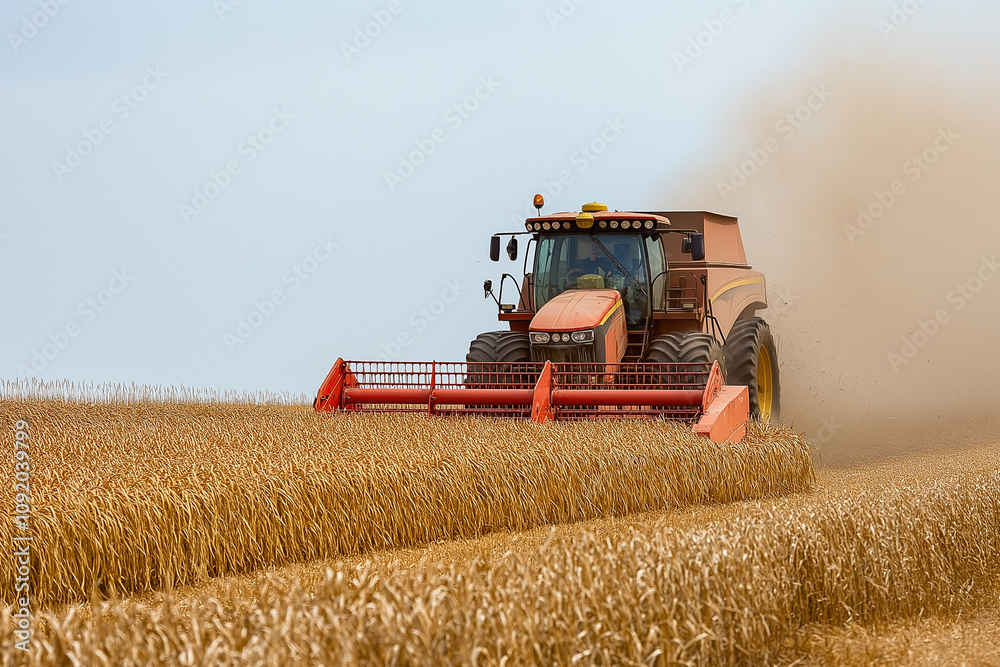 Obraz premium combine harvester working on a field