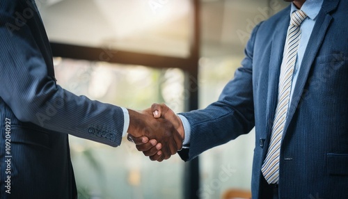 Businessmen making handshake with partner, greeting, dealing, merger and acquisition, business joint venture concept, for business, finance and investment background, teamwork and successful business.