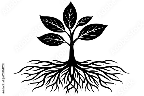 Seedling with roots on white background vector illustration