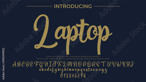 Laptop Font Stylish brush painted an uppercase vector letters, alphabet, typeface