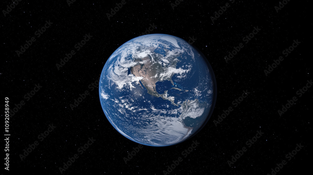 Obraz premium Earth viewed from space, showcasing glowing continents and deep oceans, evokes sense of wonder and connection to our planet