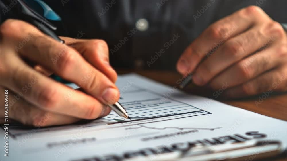 Close-up of a business contract being signed, highlighting commitment and agreement