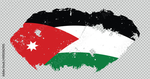 Jordan national flag with distressed stroke brush effect on isolated background