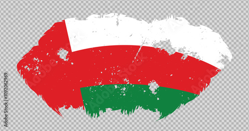 Oman national flag with distressed stroke brush effect on isolated background