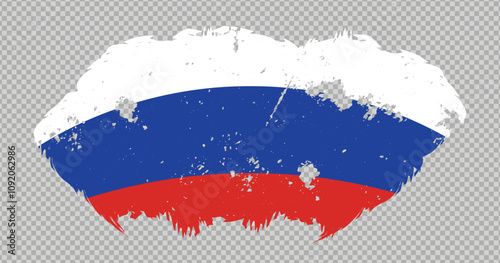 Russia national flag with distressed stroke brush effect on isolated background