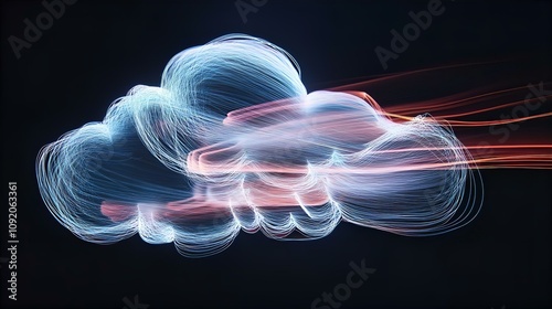 Abstract Cloud Computing Data Flow Digital Network Technology Concept photo