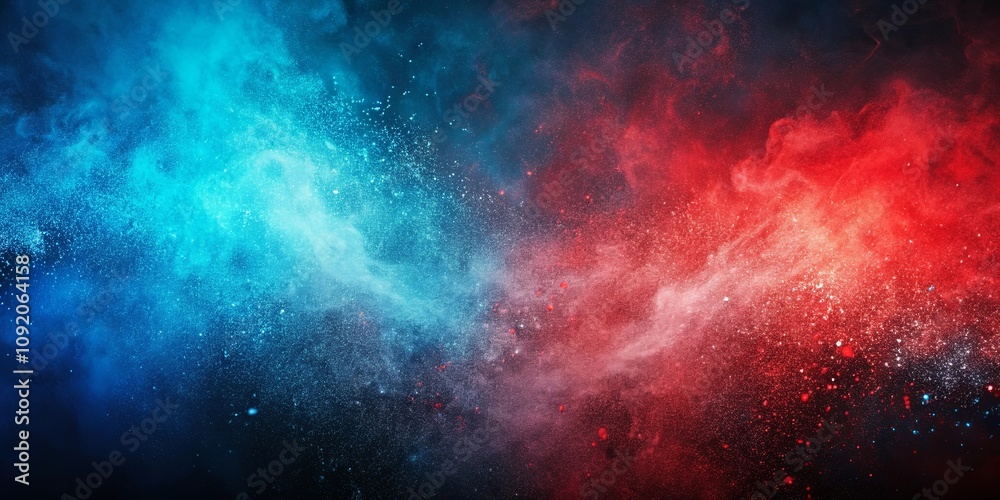 Obraz premium Abstract Background with Vivid Blue and Red Color Splashes on Black Canvas