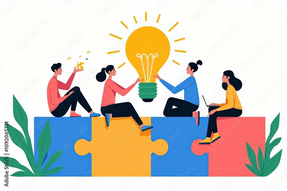 Collaborative Teamwork Illustration: Creative Ideas and Innovation for Business Success Collaborative Teamwork Illustration: Creative Ideas and Innovation for Business Success