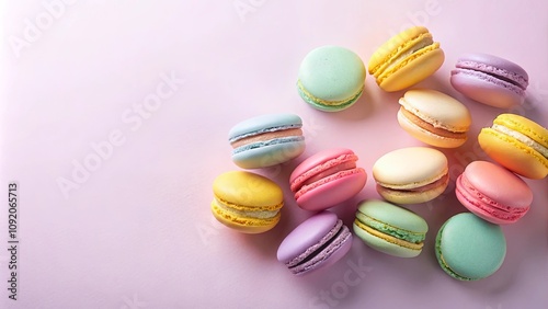 Wallpaper Mural A colorful assortment of macarons on a pastel pink background, showcasing their delicate textures and vibrant hues Torontodigital.ca