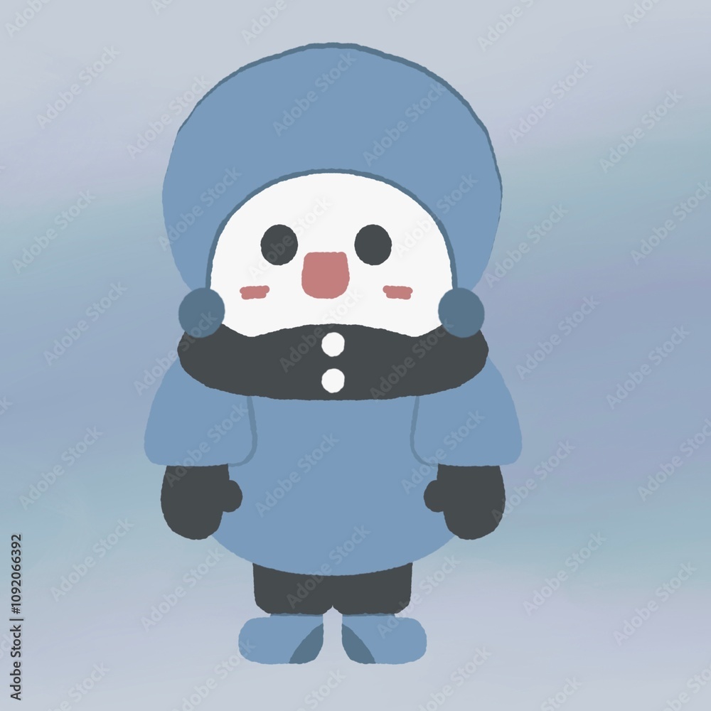 Snowman with blue hat and black scarf. Snowman with blue hat and black scarf.