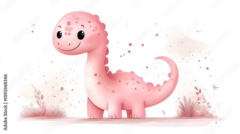 Obraz premium baby cute dinosaur on white background