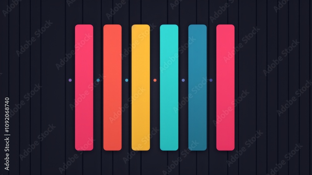 Fototapeta premium Colorful vertical bars on a dark background.